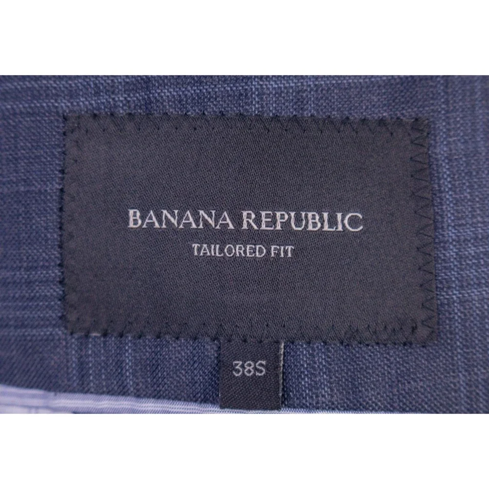 BANANA REPUBLIC Blazer Sport Coat 2 Button Casual Jacket Sz 38S 100% Wool Plaid